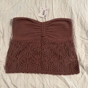 American Eagle Outfitters Brown Crochet Crop Top
